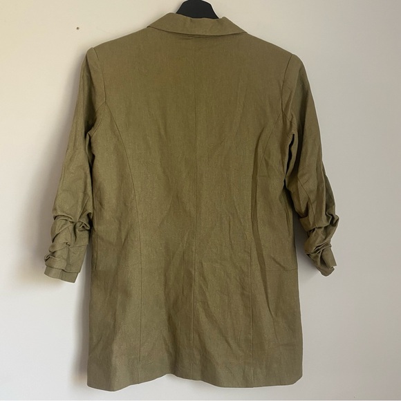 Olive Green Linen Blazer - Picture 4 of 5